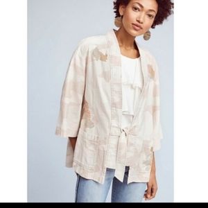 Anthropologie Hei Hei |Embroidered Camo Wrap Jacket